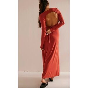 Free People Beach Aubre Open Back Dress in Rust Size Small